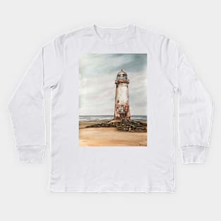 Talacre Lighthouse, North Wales Kids Long Sleeve T-Shirt